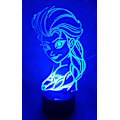 Miniatyrbillede 7 af 7: Prinsesse Elsa 3D Natlampe LED Illusionslampe Sengelampe, 7 Farver Ch...