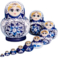 Miniatyrbilde 1 av 4: Russiske Matryoshka-dukker, 10 deler, håndlaget, gaver, leker (blå)