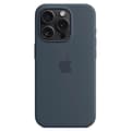 Mörkblått magnetiskt silikonfodral för iPhone 15 Pro, MagSafe-kompatibelt[ZHE] 695