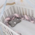 Miniatyrbild 1 av 7: Baby roterande raka säng, sängskena dekoration, handgjord tresträngad fläta Grå Rosa Grå Rosa Grå Rosa Grey Pink 1 meter