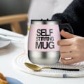 Miniatyrbillede 3 af 5: Selvrørende krus, automatisk selvmiksende kop i rustfrit stål til kaffe/mælk O...