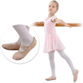 Miniatyrbilde 3 av 5: Balettsko for jenter Dansesko for gutter i mykt skinn HVIT WHITE 30