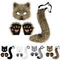 Pikkukuva 2 / 4: Therian Paws Furry Maski & Häntäsetti Flickig Kissanaamiot Halloweenjuhla Asu Grey