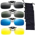 4-pack polariserade clip-on solglasögon, UV400 antireflexglasögon med vattentätt fodral