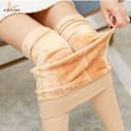 Miniatyrbilde 2 av 11: ATHVOTAR Varme Vintertights Dame Elastiske Smale Fleece Tights Fløyel Tykke Tights Høy Midje Sexy Kroppsstrømper Kvinner Hudfarget Halv 2 stk Skin Half 2pcs L