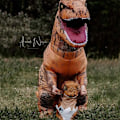 Miniatyrbillede 7 af 8: Oppustelig T-Rex Dinosaur Kostume Halloween Kostume Voksen Kostume (Brun) - Xin Brown
