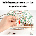 Miniatyrbild 5 av 6: 3D Jultomte Pussel i Trä, Byhusmodell för Vuxna, Julgåva, Vinterbordsprydnad, A A