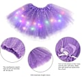 Miniatyrbillede 9 af 11: Lysende LED fluffy nederdel til piger Lagdelt Ballet Dans Plisseret nederdel til fødselsdag Green