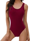 Dame-badedrakt i ett stykke med magekontroll, polstret monokini, vinrød gradient S Wine Red