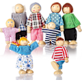 Miniatyrbillede 1 af 4: Træ Dukkehuse Mennesker 8 Figurer, Dukkefamilie Sæt Piger Småbørn Dukkehuse Tilbehør Legetøj
