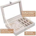 Miniatyrbillede 5 af 5: Smykkeskrin med glaslåg, 9-rums rejseorganisator til halskæder, øreringe, ringe, beige opbevaringsetui[ZHE]