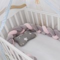 Miniatyrbild 3 av 7: Baby roterande raka säng, sängskena dekoration, handgjord tresträngad fläta Grå Rosa Grå Rosa Grå Rosa Grey Pink 2 meters