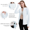 Miniatyrbillede 6 af 9: UPF 50+ UV Solbeskyttelse Dame Zip Up Hoodie Langærmet Fiske Løbe Vandretøj Outdoor Performance Skjorte, Lyseblå, 4XL