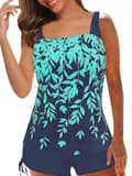 Dame Badetøj Tankini Badedragt Toppe Shorts Sæt Plus Size Søblå Lake Blue L