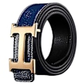Miniatyrbillede 1 af 5: Herre PU Læder Litchi Korn Bælte, Business Fritid H Spænde Design (FMY) Blue   Golden