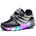 Miniatyrbild 2 av 5: REA! 2022 Nya Högkvalitativa LED-skor med Hjul som Lyser | Dubbla Hjul | USB Uppladdningsbara Skate Skor | Svart Black 35