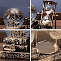Miniatyrbillede 4 af 5: LED Musik Krystal Sne Globe med Timeglas Timer Boligindretning