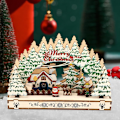 Miniatyrbild 1 av 6: 3D Jultomte Pussel i Trä, Byhusmodell för Vuxna, Julgåva, Vinterbordsprydnad, A A