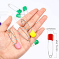 Miniatyrbillede 5 af 6: 100 stk. Ble-nåle Baby Sikkerhedsnåle 2,2 tommer Plastikhoved Stof Ble-nåle med Lås (Farve) - Perfekt