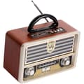 Retro FM-radio i træ med basforstærkning