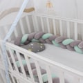 Miniatyrbild 7 av 7: Baby roterande sängorm, sängskydd dekoration, handgjord tresträngad fläta Ljusrosa Ljusrosa Light Pink 2 meters