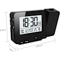 Miniatyrbild 2 av 5: Projektionsklocka, digital väckarklocka, LED-display projektorklocka med bakgrundsbelysning snooze, 2 larmljud (svart)