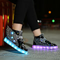 Miniatyrbillede 2 af 3: Børns Lysende Sko LED USB Opladning Blinkende Hæle Vinger Sneakers sort black 34