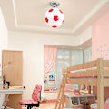 Miniatyrbillede 2 af 11: Fodboldformet LED loftslampe, sort stangdesign
