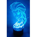 Miniatyrbillede 4 af 7: Prinsesse Elsa 3D Natlampe LED Illusionslampe Sengelampe, 7 Farver Ch...