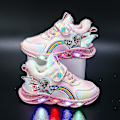Miniatyrbilde 1 av 5: Jenter Led Casual Sneakers Elsa Prinsesse Trykk Utendørssko Barn Rosa T Pink T 31-insole 19.4cm