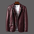 Miniatyrbild 3 av 4: Lediga Blazer Jackor Herr Ytterkläder Läderjacka Herr Ledig Läderjacka Herr Slim Pu Läderjacka Mode Kläder Svart Black 4XL