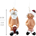 Miniatyrbillede 3 af 4: Sæt med 8CM Julepynt Fræk Julemand Ornament Træophæng...