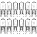 12-pack G9 halogenlampor 33W 2800K varmvitt, dimbara [ZHE]