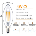 Pikkukuva 2 / 5: E14 Himmennettävä LED-kynttilälamppu, SES Filamentti Pieni Edison Kierrelamppu, 4W 40W Vastaava, Lämmin Valkoinen 2700K, 400lm, 6 kpl