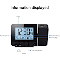 Miniatyrbild 3 av 5: Projektionsklocka, digital väckarklocka, LED-display projektorklocka med bakgrundsbelysning snooze, 2 larmljud (svart)