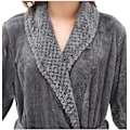 Miniatyrbillede 5 af 5: Dame Lang Morgenkåbe Dame Mikrofiber Vinter Varmt Fluffy Morgenkåbe Sauna Robe Sove Tøj Julegave - Grå M