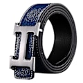 Miniatyrbillede 1 af 5: Herre PU Læder Litchi Korn Bælte, Business Fritid H Spænde Design (FMY) Dark Blue   Silver