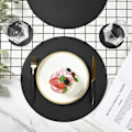 Miniatyrbild 5 av 6: 4-pack Placemats i Konstläder Runda Svarta 38x38cm svart black