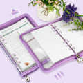 Miniatyrbillede 4 af 8: A6 Ringbindersomslag Transparent PVC Notesbog Skal med Lynlås Glitter Planner Binder Mappe Sparkling Budget Binder til Kontant Budget System Lilla Purple A6