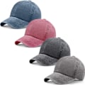 Miniatyrbillede 1 af 5: 4 Vasket Bomuld Baseball Caps Justerbar Twill Unisex Hatte[ZHE]