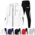Miniatyrbillede 6 af 7: Træningssæt til mænd | Hættetrøje med lynlås & joggingbukser | Sportstøj | M-3XL | Hvid White XL