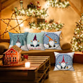 Miniatyrbilde 5 av 5: Juleputetrekk 45x45cm Sett med 4 Juledekorasjoner Svenska Gnome Tomte Dekorative Putetrekk for Sofa Juledekorasjon