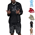 Pikkukuva 3 / 5: Syna World Herr Tracksuit Urheilusetti 2-pack T-paita Shortsit Rento Topit Housut Trendikkäät Verryttelyasut B B B S