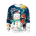 Miniatyrbillede 1 af 3: Juletrøje Vinter Efterår Crew Neck Toppe Sweatshirt med Rensdyr Santa Printet med Snemand Snowman M