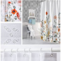 Miniatyrbilde 5 av 5: Dusjforheng, stoff dusjforheng foret blomstret hvit Sho