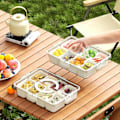 Miniatyrbilde 5 av 5: Snackle Box Beholder, Delt Serveringsbrett med Lokk og Håndtak, Reisesnackboks, Multifunksjonell Matorganisator og Oppbevaringsbeholder for Charcuterie