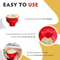 Pikkukuva 4 / 6: Popcorn-kulho silikoninen mikroaaltouuniin - taittuva punainen - WELLNGS