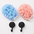 2-pack badluffahandskar med krokar – blå för män, rosa för kvinnor, exfolierande duschset