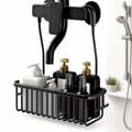 Brusekurv 30 cm rustfrit metal badeværelsesorganizer til ophæng på brusehoved sæbe shampoo robust holdbar sort