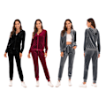 Miniatyrbilde 1 av 5: Treningsdress for Kvinner 2-delt Sett Velour Sweat Outfits RØD RED S